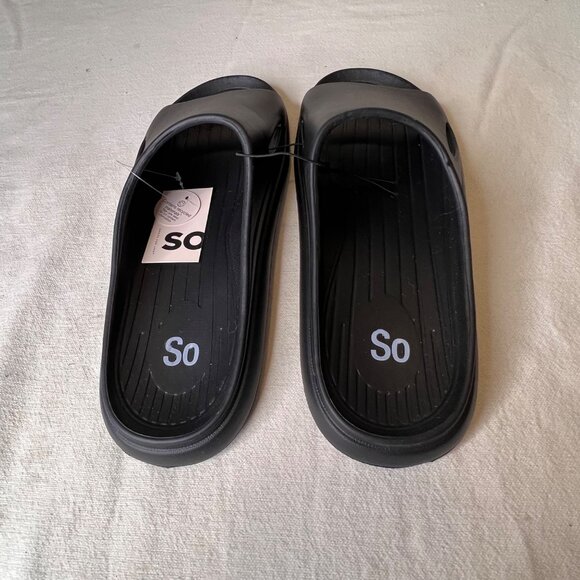 SO Women Size 10 Black Open-Toe Slide Sandals Comfortable Lightweight Slip-On - Picture 5 of 15